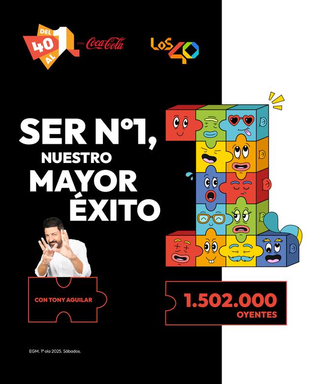 'Del 40 al 1 Coca-Cola' refuerza su liderato los fines de semana, según EGM.